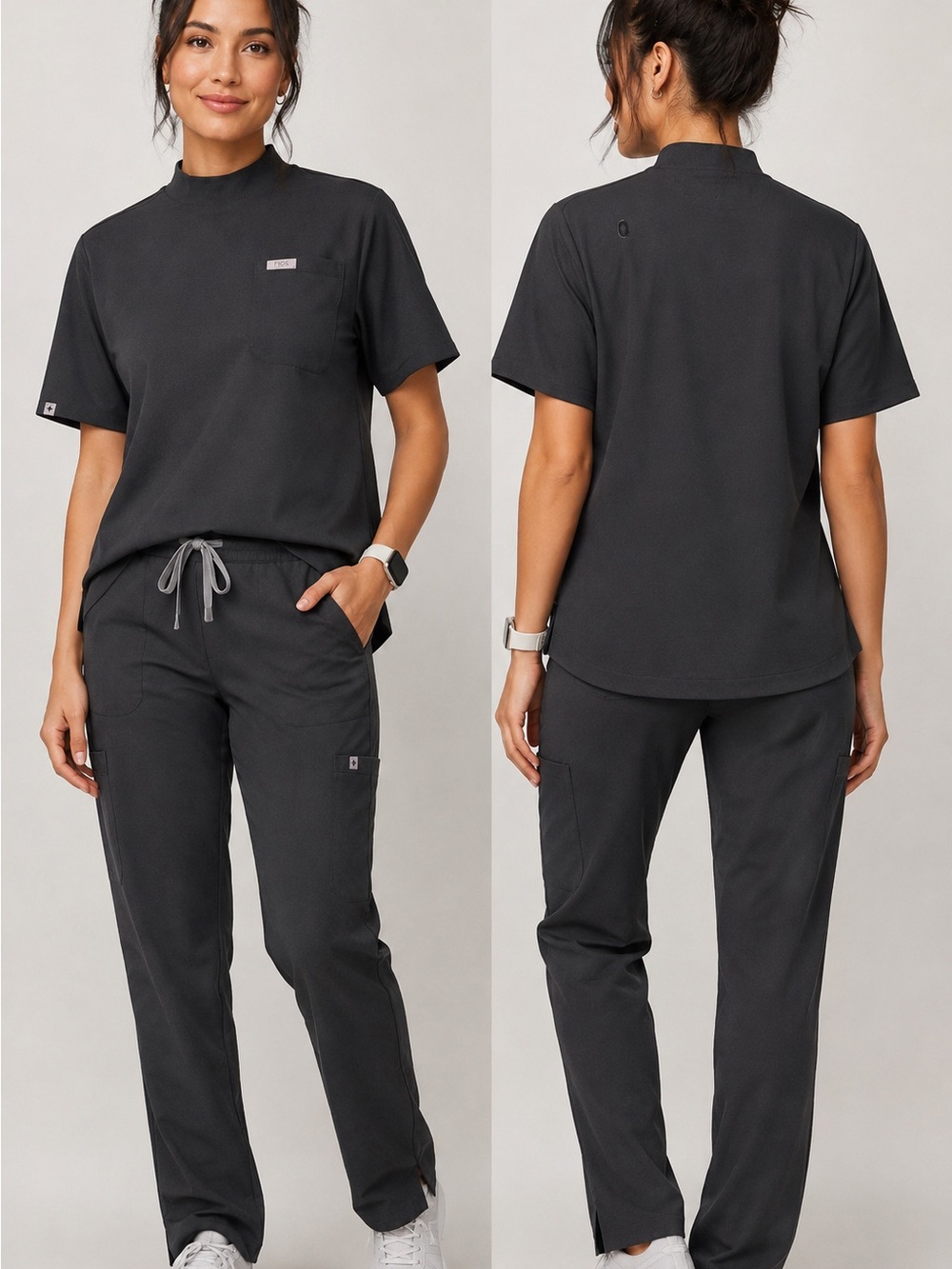 FIGS PRO Women's XXS Black Pima
Cotton High Low Scrub Top